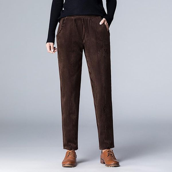 

women's pants & capris acrmrac spring and autumn stripe high waist slim pleuche harem ankle-length casual, Black;white