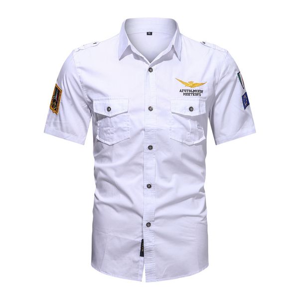 

men's shirts 2021 ummer air force no.1 tooling hort leeve large cotton caual embroidery, White;black