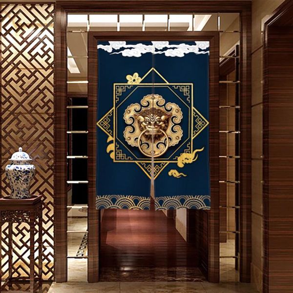 

chinese /japnese auspicious birds flower mountains linen door curtains roman half entrance partition kitchen #30 curtain & drapes