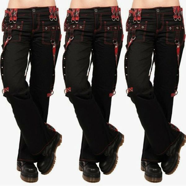 

women's pants & capris ladies cargo high waist black streetwear vintage punk goth women summer casual long trousers joggers d30, Black;white