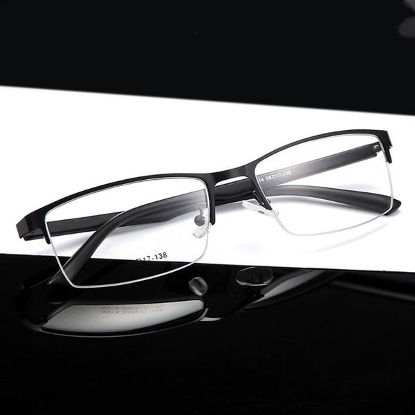 

fashion sunglasses frames retro business casual men's optical glasses frame tr90 metal half myopia prescription eyeglasses men, Black