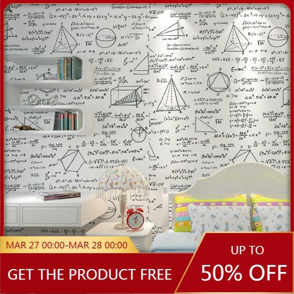 

wallpapers black white wallpaper blackboard geometry math formula personality children's room cafe dining theme