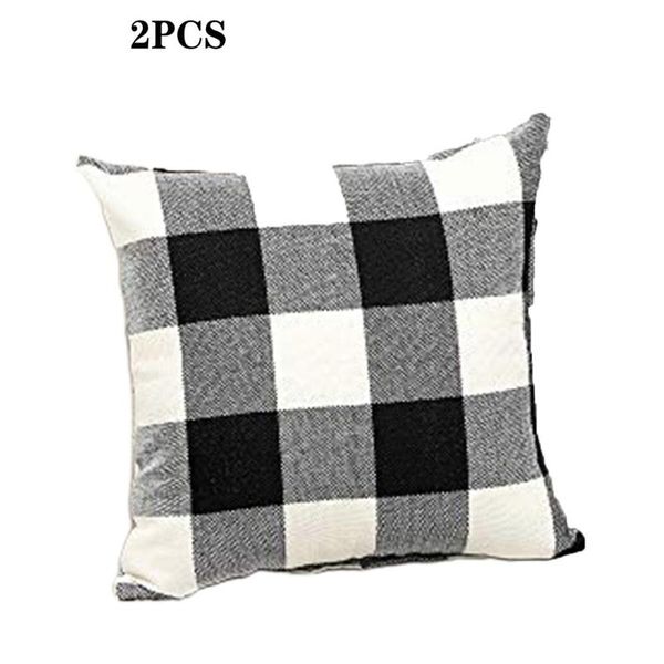 

cushion/decorative pillow 2 pcs cotton linen pillowcase black and white plaid sofa bed chair home decoration washable durable