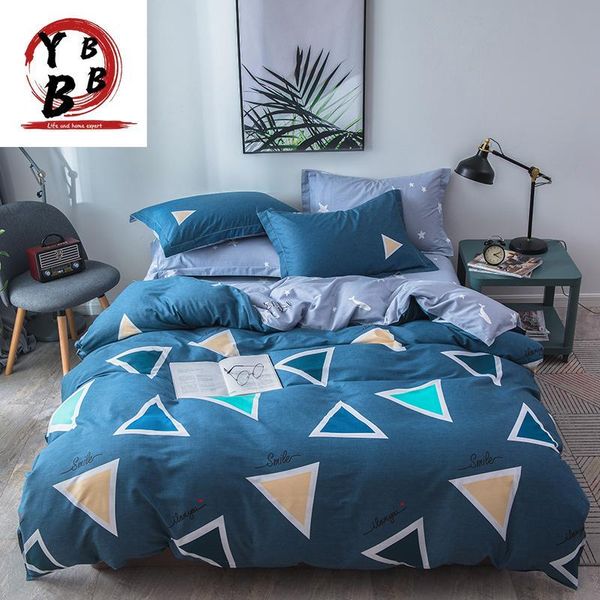 

bedding sets home textile duvet cover pillow case flat sheet blue simple teen boy girls soft bed linens cartoon bedclothes