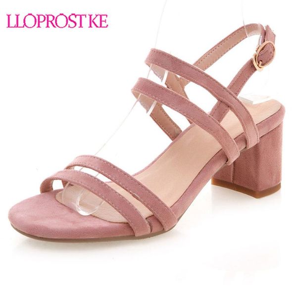 

lloprost ke summer women sandals gladiator shoes for thick high heel open toe buckle straps wedding h340, Black