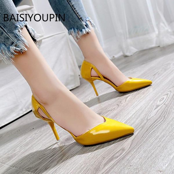 

dress shoes women pumps woman high heels nude black yellow slip on bridal wedding ladies patent leather hollow