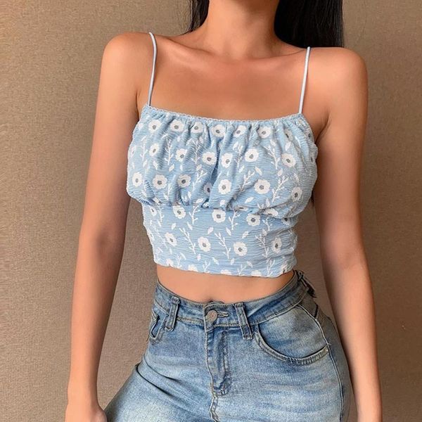 

women ruffles print tank fashion ladies sleeveless strapless ruched slim crop camisole female clothing tanks women's & camis, White