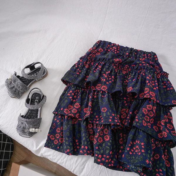 

spring summer arrival girls fashion floral skirt kids cake skirts girl, Blue