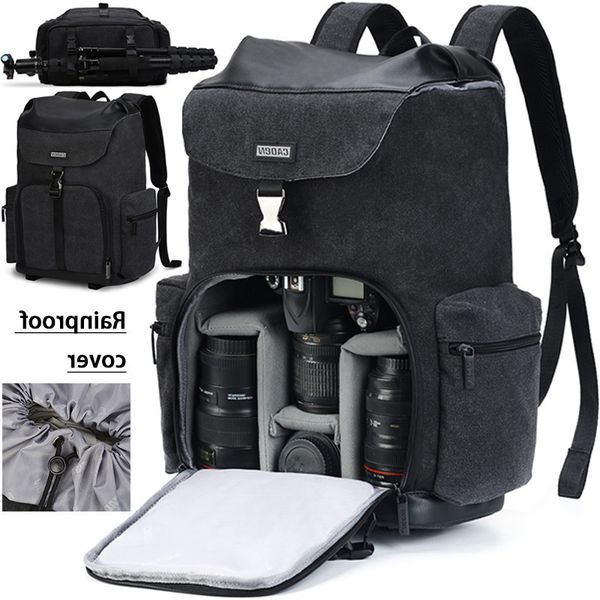 

caden camera backpacks water-resistant large capacity bags for nikon canon sony dslr len tripod outdoor travel bag men women