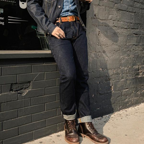 

men's jeans style 12oz gt selvedge denim for men slim fit dark blue oash