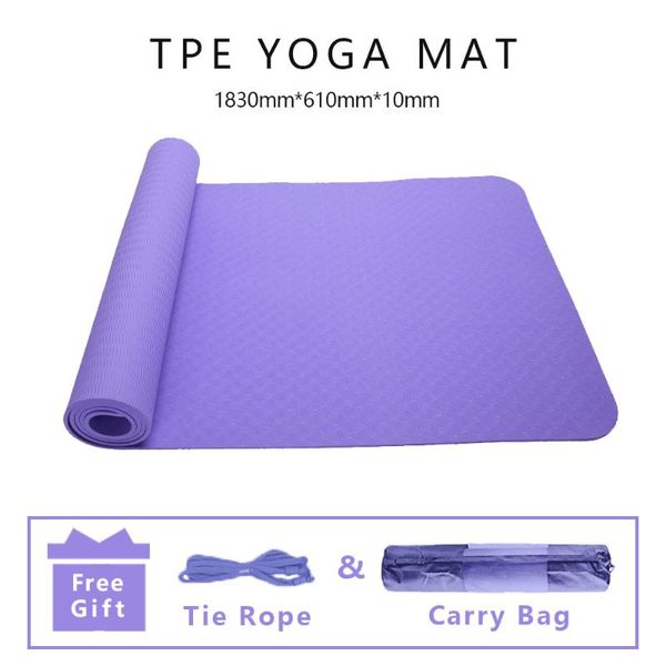 

yoga mats 1830*610*10mm mat anti-slip odorless pilates fitness exercise gym tpe eco-friendly material for beginner with gift