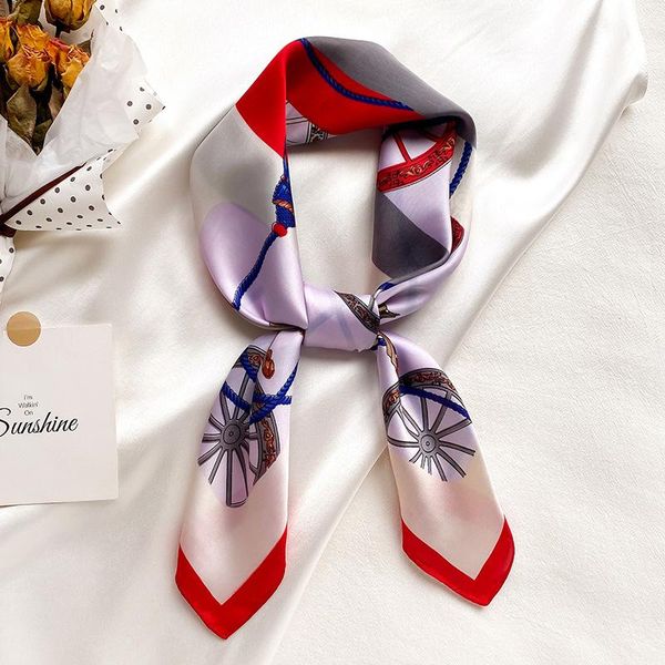 

scarves 70*70cm fashion neckerchief women hair scarf small shawl wrap suqare female girl silk pashmina bandana brand, Blue;gray