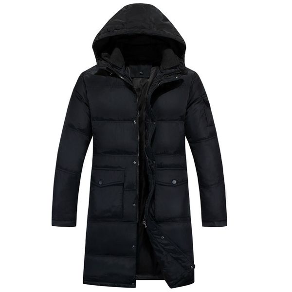 

2018 winter new medium and long hooded wool collar men's down jacket, Black