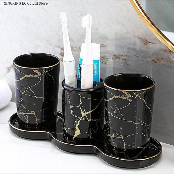 

bath accessory set ceramic tooth brushing cup simple household couple mouthwash combination marble tray storage tool bathroom accessories