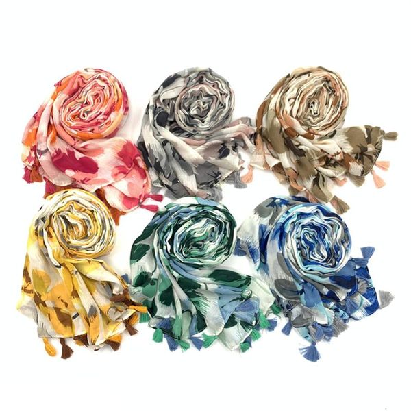 

scarves 2021 floral print hijab tassels fashion muslim women shawl lris pattern scarf arabic headscarf foulard, Blue;gray