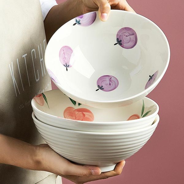 

bowls 1000ml ceramic noodle bowl glazed kitchen salad soup household restaurant dinnerware