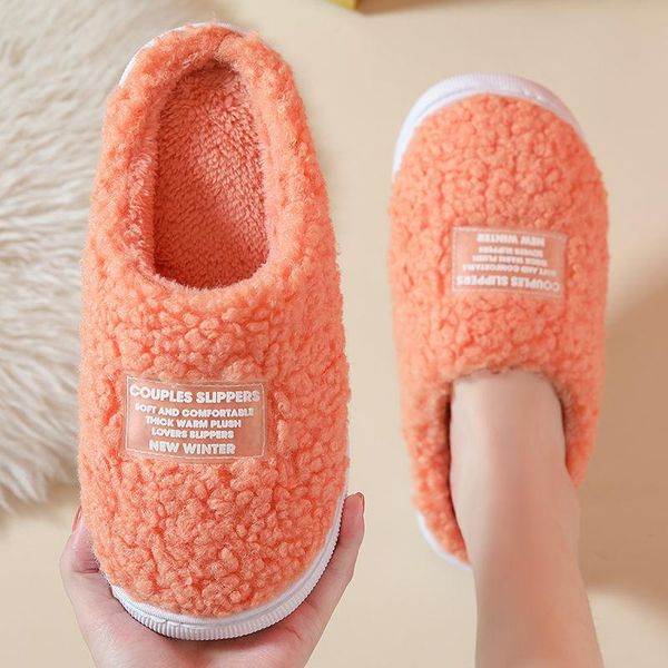 

slippers 2021 upper shu plush warm cotton couple home male female non-slip floor winter comfortable warmmer, Black