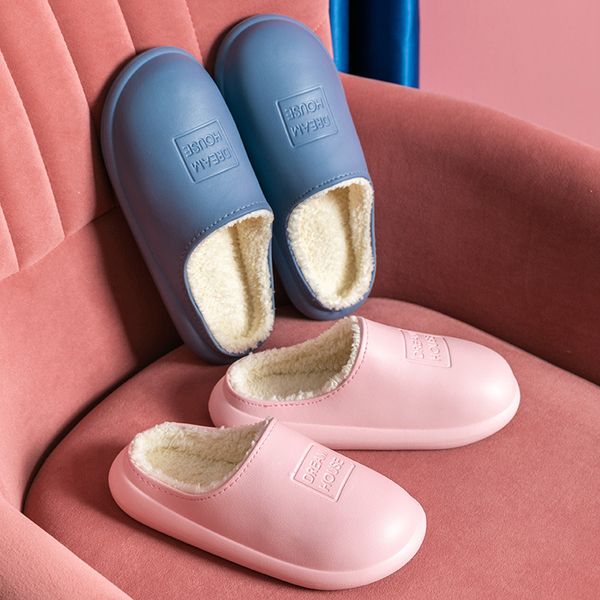 

luxury slippers eva warm slippers autumn winter women wear anti slip and waterproof indoor couple's cotton sho for, Black