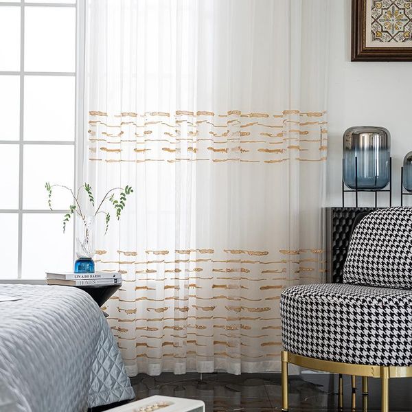 

curtain & drapes curtains for living room stripe embroidery gold sheer pearl beaded lace voile sliding door window