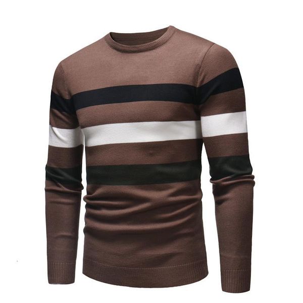 

sweaters european station autumn and winter fashion round neck casual men's korean style slim striped color matching sweater, White;black