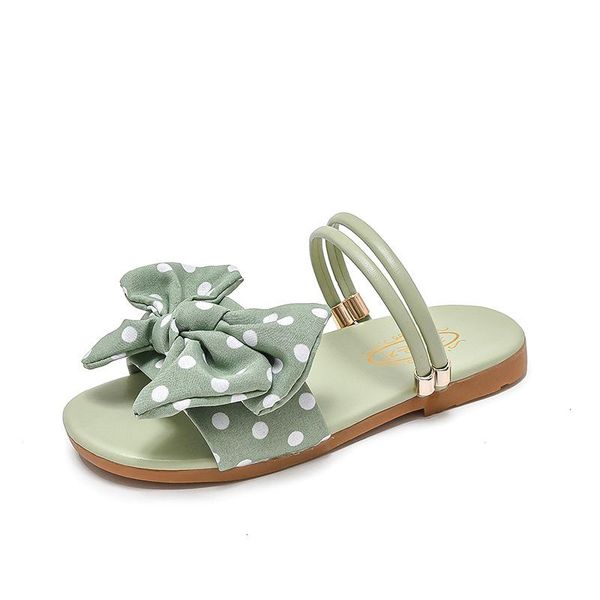 

slipper summer non-slip children' sandals polka dot bow fashion girls princess slippers soft bottom kids baby flip-flops, Black;grey