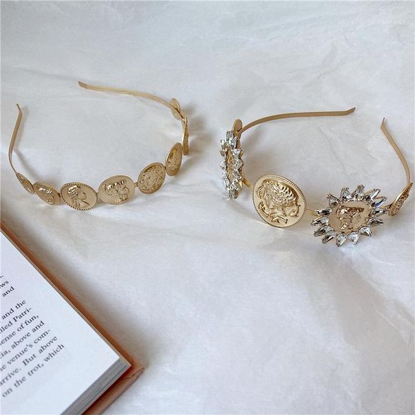

vintage gold coin portrait style headband fashion hair band ac0611