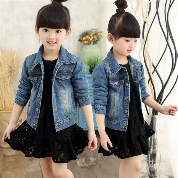

teenager girls denim jackets coats spring autumn kids childrens clothing jeans jacket for 4 12 years old 49, Blue;gray