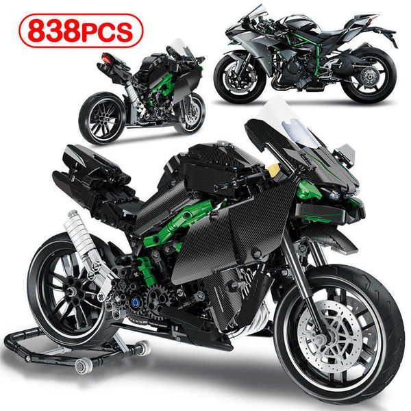 City Creator Técnico Off-Road Kawasaki Moda Moc Model Building Blocks Corrida Carro Motocicleta Tijolos Brinquedos Para Crianças Meninos X0902