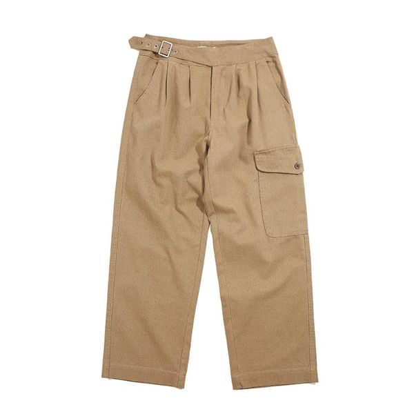 

men's pants solid color multi-pocket cargo ins baggy straight trousers street fashion loose casual, Black
