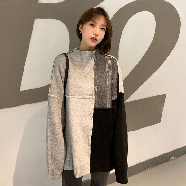 

sweaters Loose sewing model of medium-length spring and autumn t187, White;black