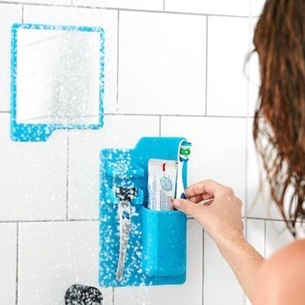 

hooks & rails silicone toothbrush holder toothpaste razor storage one integrated seamless wall hanging shaver makeup mirror organizer