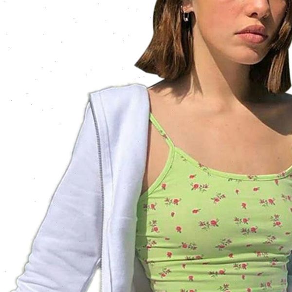 

women girls cami floral print sleeveless sling slim cropped camis summer holiday fashion casual streetwear sale, White