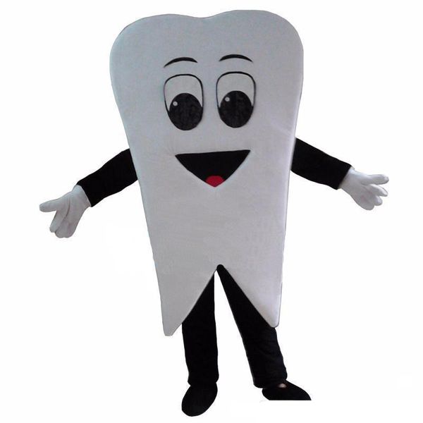 Halloween Nette Zahn Maskottchen Kostüm Hohe Qualität Cartoon Weiße Zähne Plüsch Anime Thema Charakter Erwachsene Größe Weihnachten Karneval Fancy Kleid
