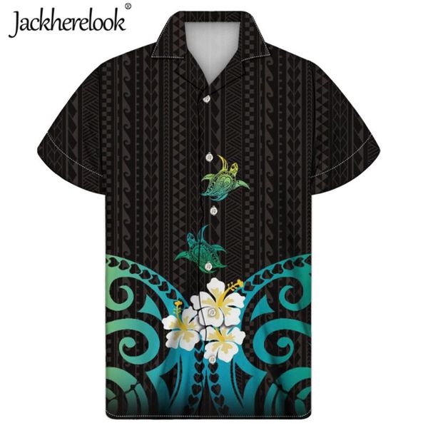 

men's casual shirts jackherelook polynesian tribal floral fashion hawaii summer vacation short sleeve beachshirt breathable top, White;black