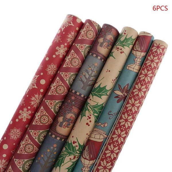 

gift wrap 6pcs christmas wrapping paper present bag packing snowflakes santa decor