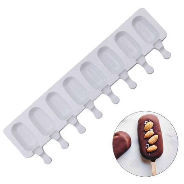 

baking moulds 8 cavity ice cream silicone mold diy molds cube maker dessert tray popsicle sticks thick material
