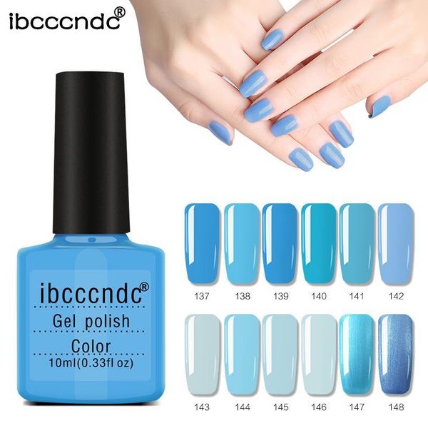 

ibcccndc gradient sky blue series enamel gel semi permanentes uv nail polish soak off lacquer varnish art design1, Red;pink