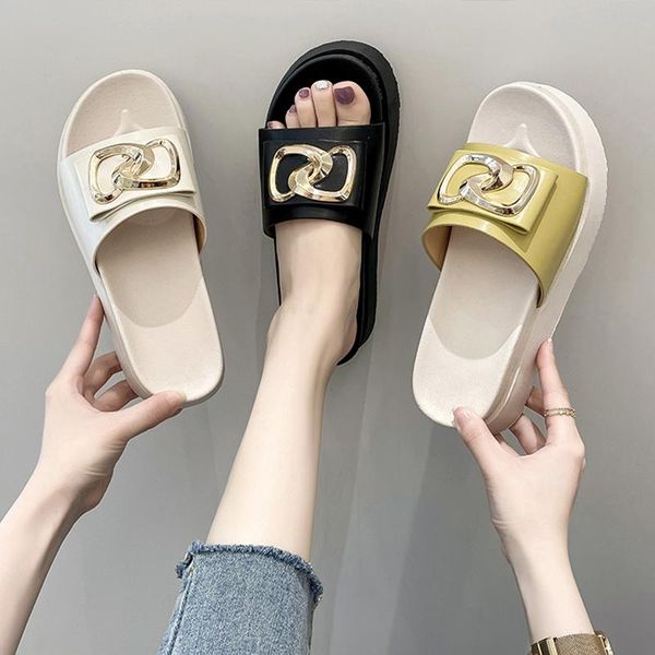 

slippers casual shoes med slipers women slides platform luxury 2021 flat soft fashion basic pu rubber house, Black
