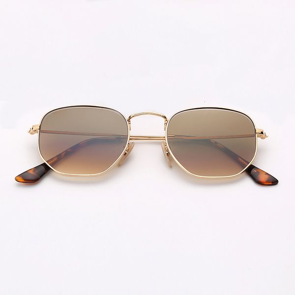 

fashion mens sunglasses hexagonal sun glasses woman eyeware gold frame pink mirror lenses des lunettes de soleil with leather case and stick, White;black