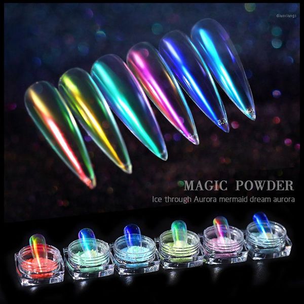 

0.2g ice transparent chrome nail glitter mermaid mirror art decorations manicure uv gel polish pigment 1, Silver;gold