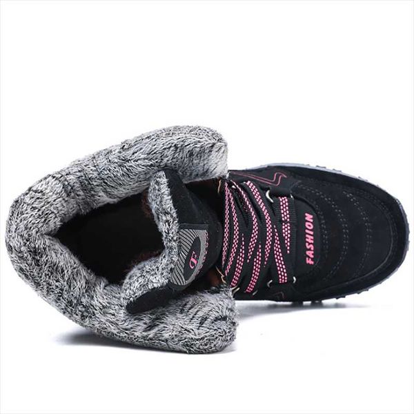

boots 2021 style snow winter plush high women keep warm non-slip big size 42 sneakers female outdoor walking shoes, Black