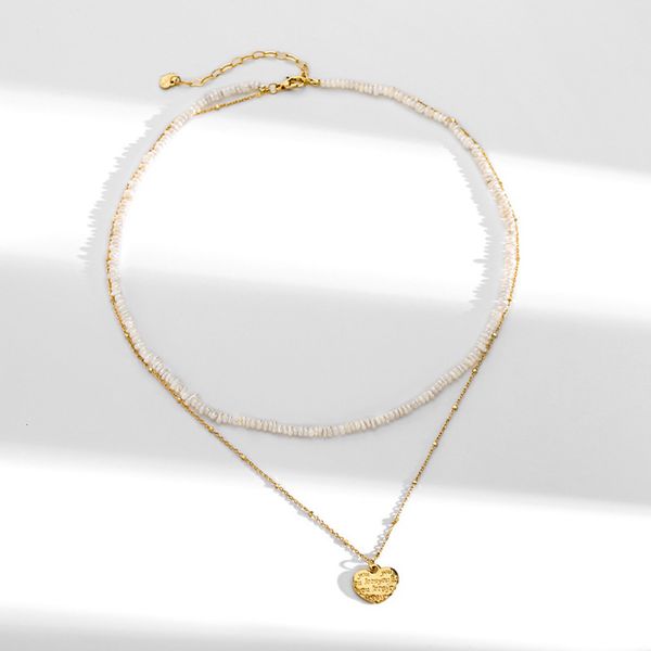 

pendants spring and summer pearl necklace women's net red personality simple temperament love pendant double clavicle chain, Silver
