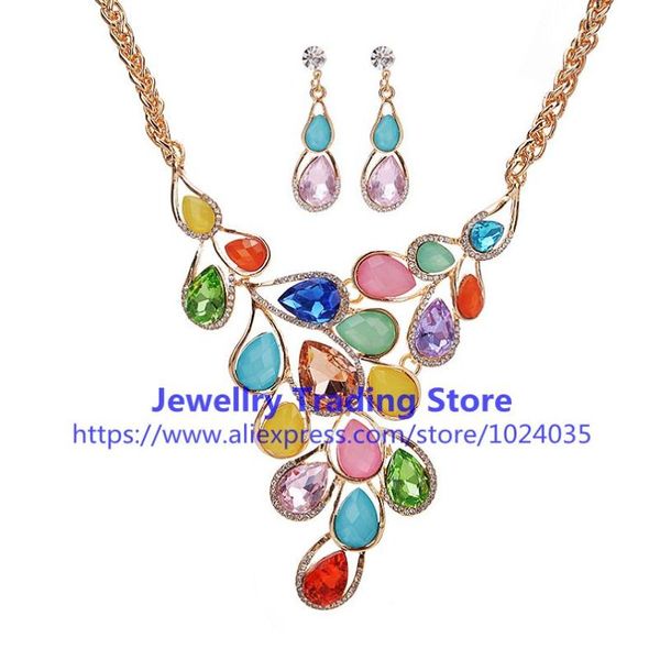 

earrings & necklace arrival women colorful fashion necklaces pendants big exaggerated jewelry set, Silver