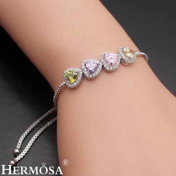 

link, chain christmas gift hermosa love heart jewelry 3 colors adjustable pull tie bracelet 2-9'' for womens/girls, Black