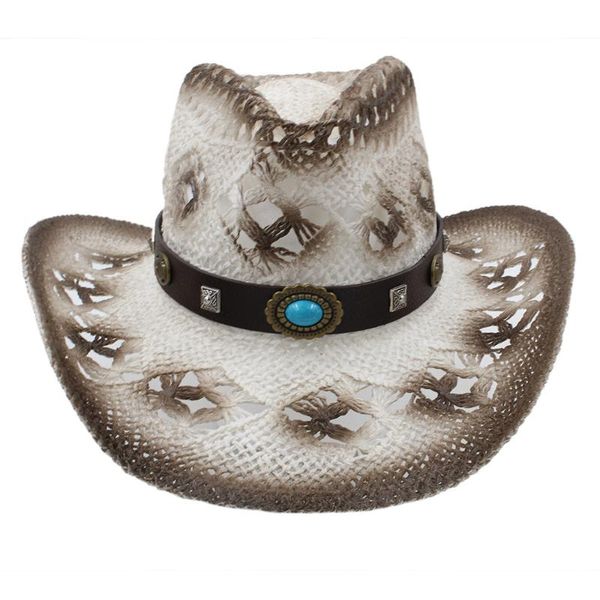 

cloches women men western cowboy hat with fashion band handmade weave lady gentleman beach sun sombrero cowgirl size 58cm, Blue;gray