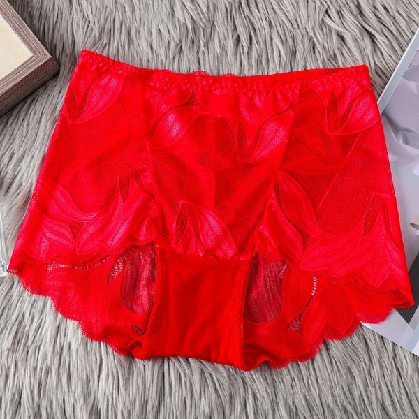 

76iw lace high waist mesh breathable underwearembroidery cotton briefs women's women's lace high waist mesh underwear breathable, Red;black
