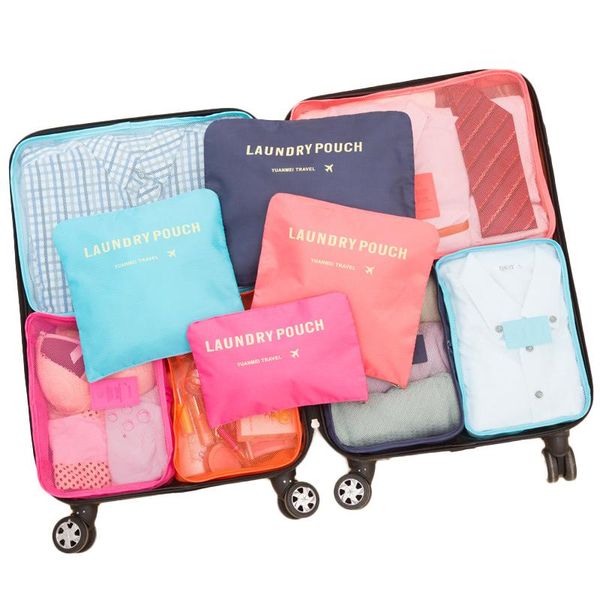 

6pcs travel storage bag clothes tidy pouch luggage organizer portable container waterproof suitcase organiser bags