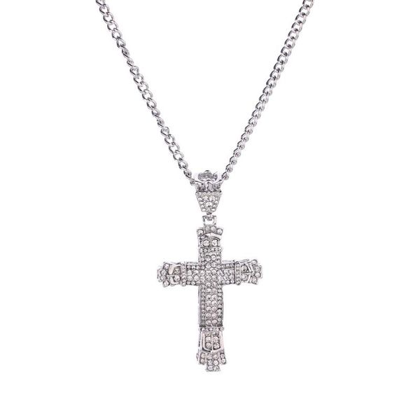 

pendant necklaces rhinestone crystal jesus cross sweater chain necklace, Silver