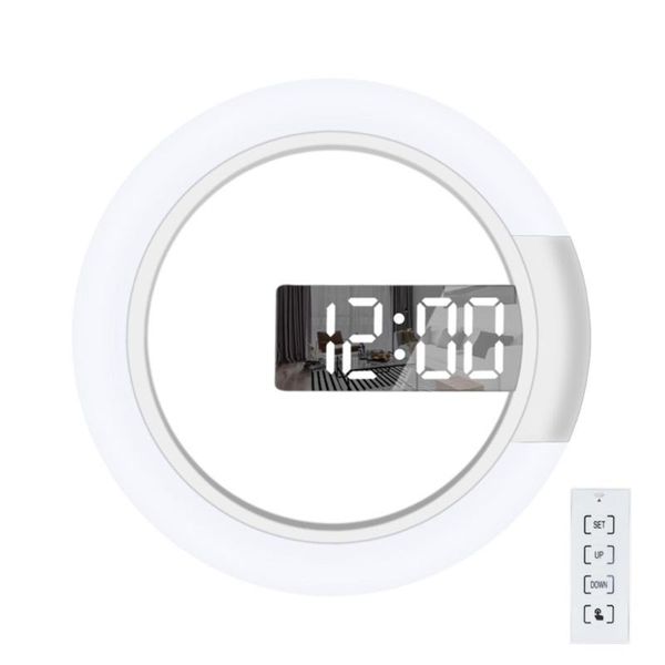 

wall clocks clock led mirror multifunctional light alarm with temperature display ring shaped decoration fashion