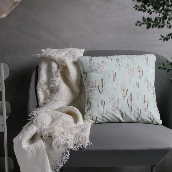 

pillow case cactus fronha cotton plant decorative poszewki na poduszki pillowcase neck back support plilow cover green 45*45cm
